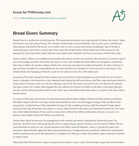 Bread Givers Summary