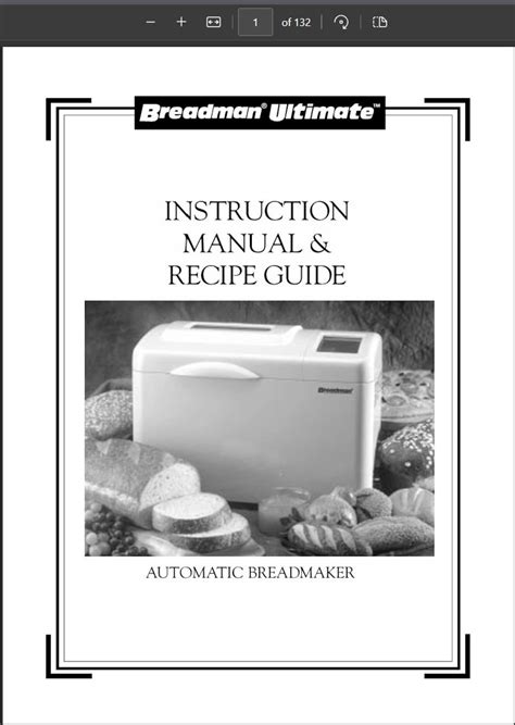 Breadman Bread Maker Recipe Book