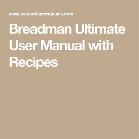 Full Download Breadman Website User Guide 