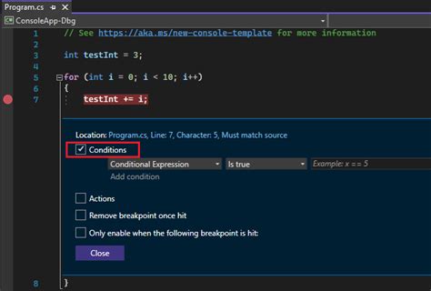 break point visual studio