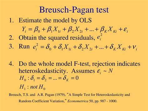 Breusch Pagan Test Null Hypothesis