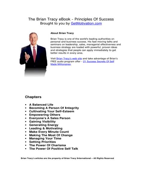 brian tracy principles of success