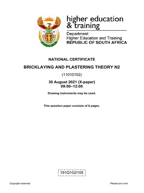 Download Bricklaying And Plastering Theory N2 Question Papers 