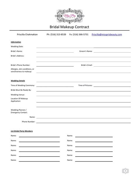 Bridal Makeup Contract