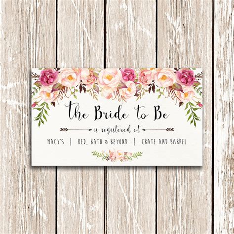 Bridal Shower Registry Cards