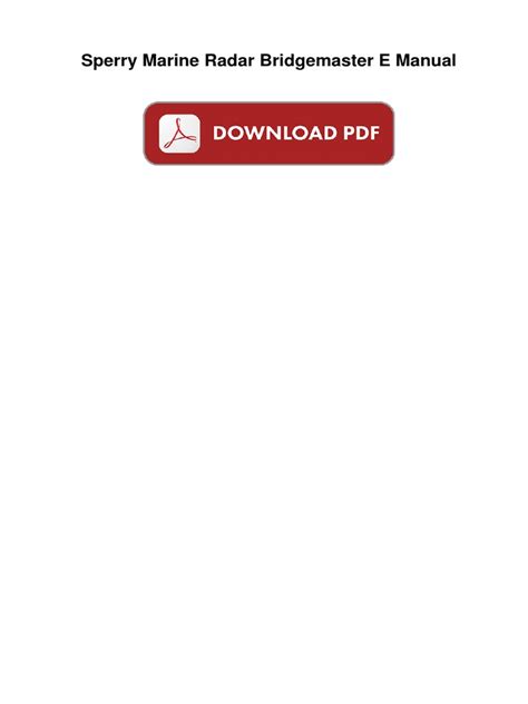 bridgemaster e radar service manual