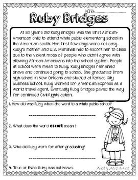 Bridges For 2nd Grade Worksheet   Ruby Bridges 2nd Grade Teaching Resources Tpt - Bridges For 2nd Grade Worksheet