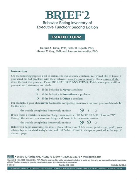 Brief 2 Parent Form