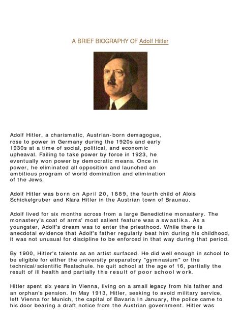 brief biography about hitler