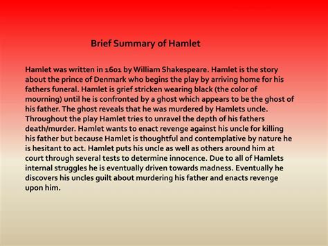 Brief Synopsis Of Hamlet