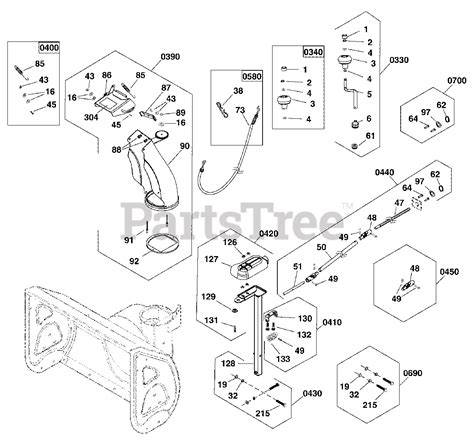 briggs stratton snow chute crank parts