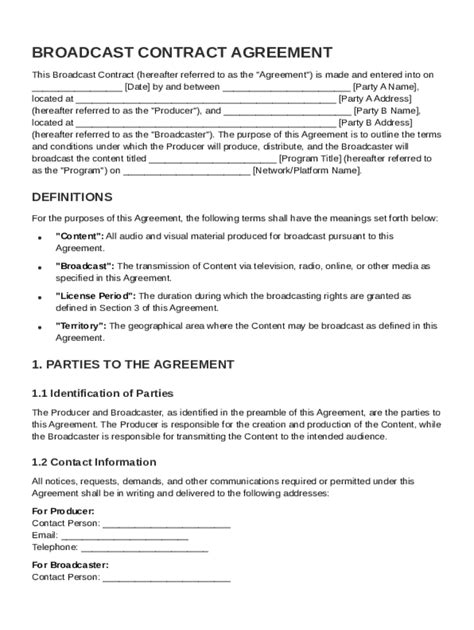 broadcast contract template