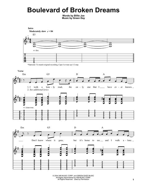 Broken Boulevard Chords