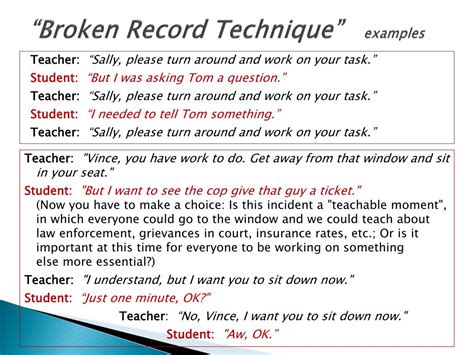 Broken Record Technique Examples