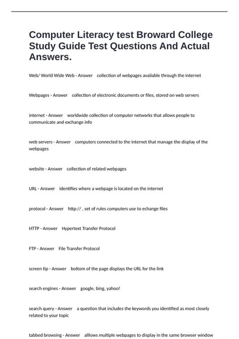 Broward College Computer Competency Test