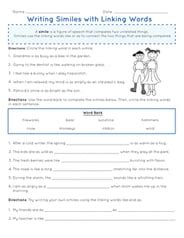 Browse 5th Grade Simile Educational Resources Education Com Simile Worksheet 5th Grade - Simile Worksheet 5th Grade
