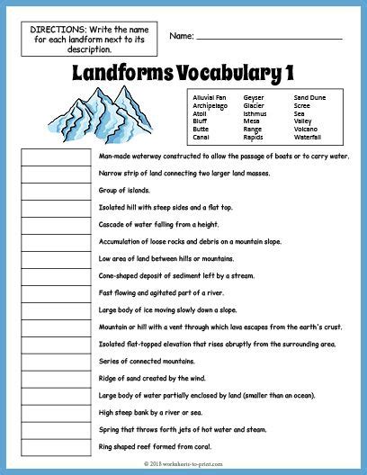 Browse Catalog Landform Worksheets 6th Grade - Landform Worksheets 6th Grade