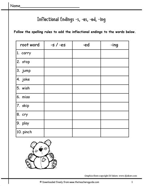 Browse Inflectional Ending Educational Resources Education Com Inflected Endings Worksheet - Inflected Endings Worksheet