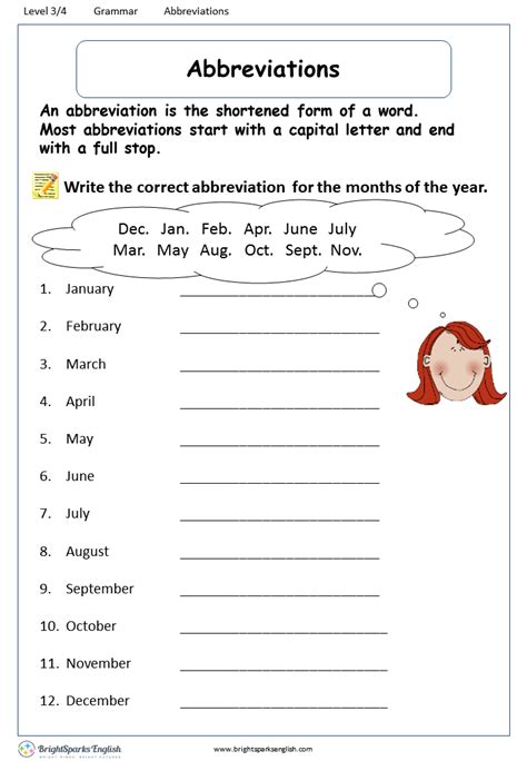 Browse Printable Abbreviation Worksheets Education Com Abbreviations For Second Graders - Abbreviations For Second Graders