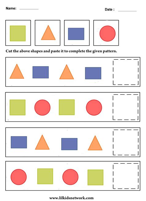 Browse Printable Kindergarten Shape Pattern Worksheets Shape Pattern Worksheet Kindergarten - Shape Pattern Worksheet Kindergarten