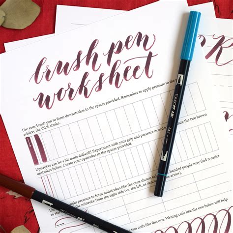 Brush Pen Worksheet   Dual Brush Pen Lettering Practice Worksheets Free Download - Brush Pen Worksheet