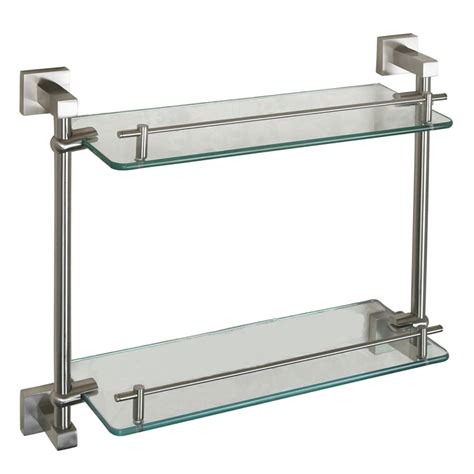 Brushed Nickel And Glass Shelf For Bathroom