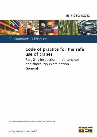 Bs 7121 1 Code Of Practice For Safe Use Of Crane Part1 General