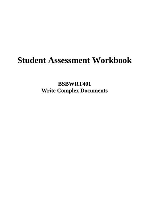 Full Download Bsbwrt401 Write Complex Documents Training 