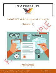 Full Download Bsbwrt401 Write Complex Documents Training 