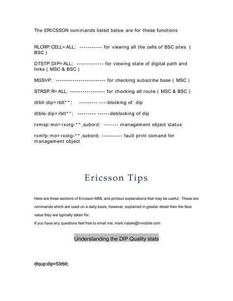 bsc commands for ericsson