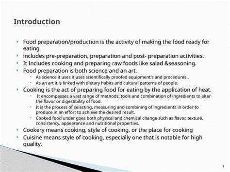 Bsc Food Production Notes