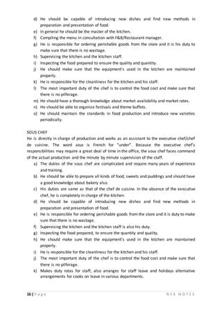 bsc hotel management notes