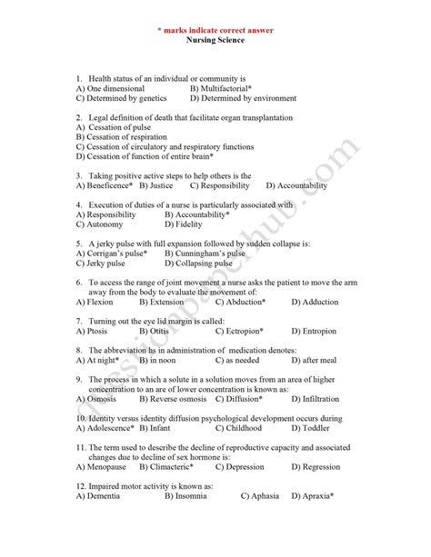 Bsc Nursing General Multiple Questions And Answers