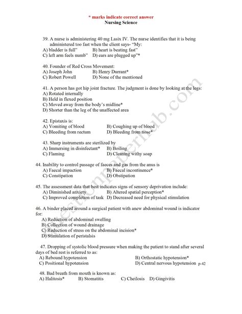 Bsc Nursing Test Question And Answers