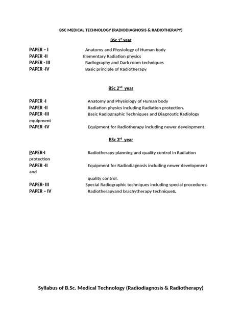 bsc radiology syllabus