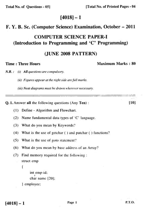 Read Bsc 3Rd Semester Computer Question Paper 