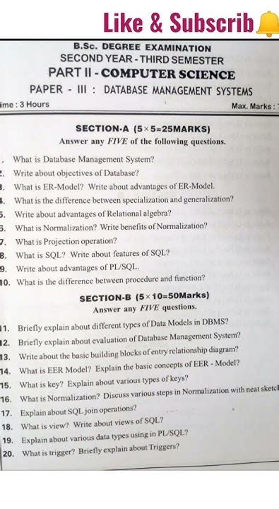 Read Bsc 3Rd Semester Computer Question Paper 