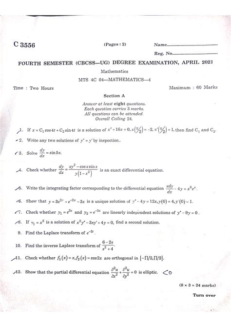 Read Bsc Sem Maths Question Paper Calicut University 