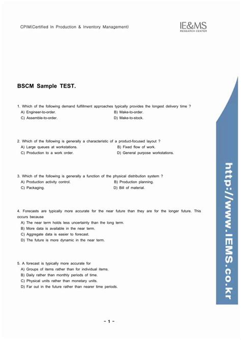 Bscm Sample Test Iems