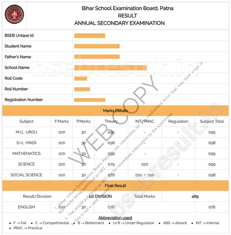 Bseb Patna Marksheet