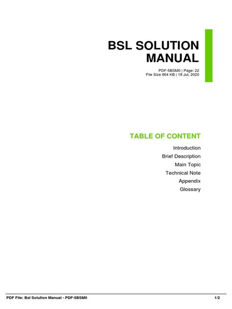 Bsl Solution Manual