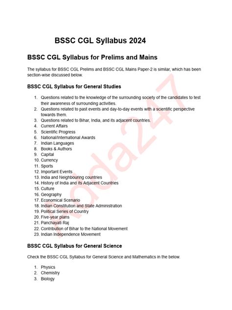 Bssc Syllabus Pdf