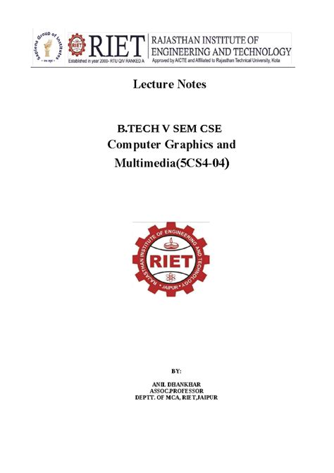 Btech Cse Computer Graphics Notes