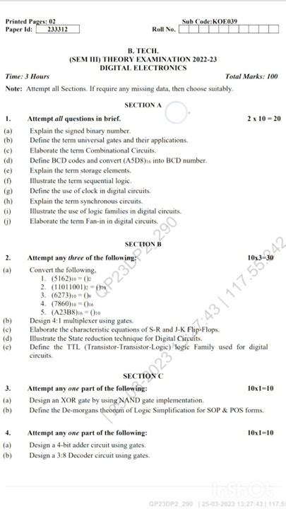 Full Download Btech 2Nd Year Question Paper 