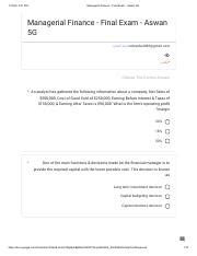 buad 660 managerial finance final exam solution