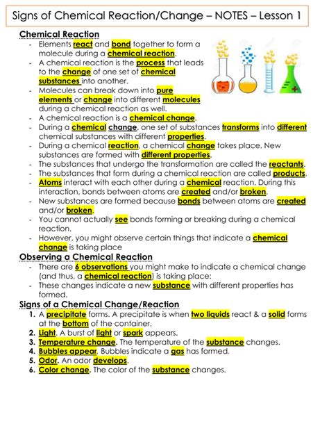 Buapv Saroudi De Chemical Reactions Note Taking Worksheet - Chemical Reactions Note Taking Worksheet