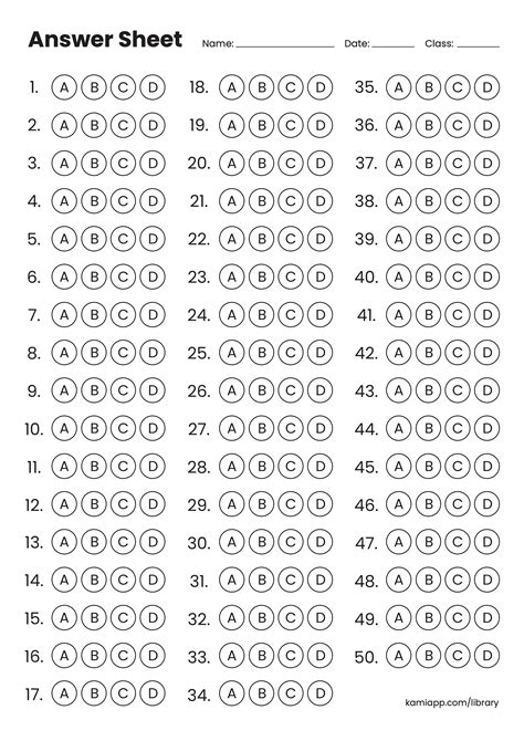 Bubble In Answer Sheet Template 60 Questions