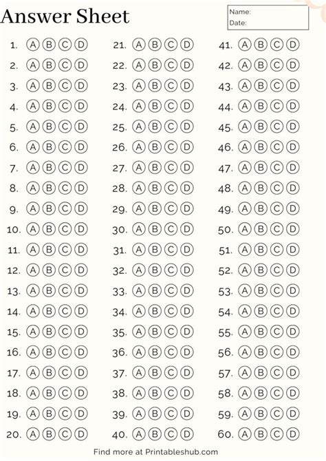 Read Online Bubble Answer Sheet 1 60 
