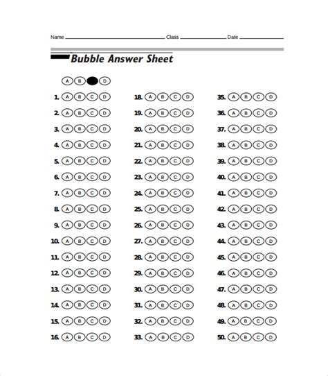 Full Download Bubble Sheet Answer Document Template 