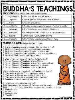 Buddhism Worksheet Answers   Buddhism Questions For Tests And Worksheets - Buddhism Worksheet Answers